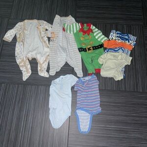 Baby boy bundle  one piece romper sleepers green bundle newborn 3-6,6-9 months